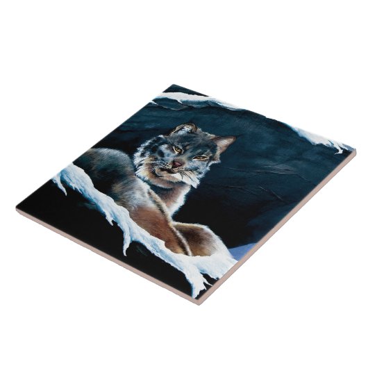 Winter Lynx Mountain Fliese (Seite)