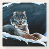 Winter Lynx Mountain Glasuntersetzer (Vorderseite)
