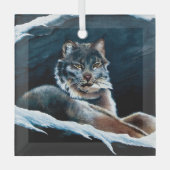 Winter Lynx Mountain Ornament Aus Glas (Vorderseite)
