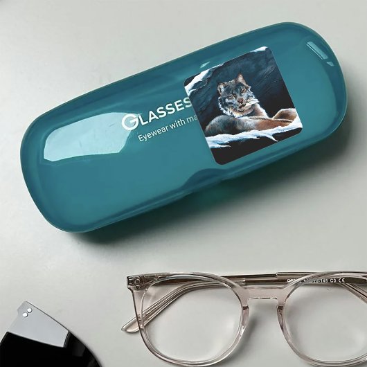 Winter Lynx Mountain Quadratischer Aufkleber