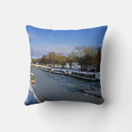 Winter Macclesfield Canal Cheshire England Kissen (Rückseite)