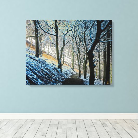 Winter Macclesfield Forest Card Akrylprint Leinwanddruck (Insitu (Holzboden))