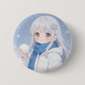 Winter-Mädchen-Button Button (Vorderseite)