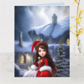 WINTER MÄDCHEN FANTASY GEBURTSTAGSKARTEN KARTE (Gelbe Blume)