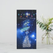 Winter Magic dreDolphin Fantasy Weihnachtskarte Feiertagskarte (Stehend Vorderseite)