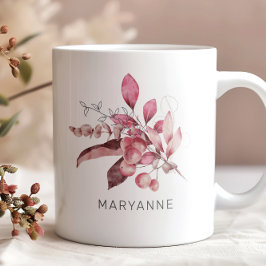 Winter Magic Floral Monogram Coffee Tasse
