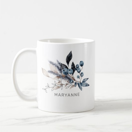Winter Magic Floral Monogram Coffee Tasse (Links)