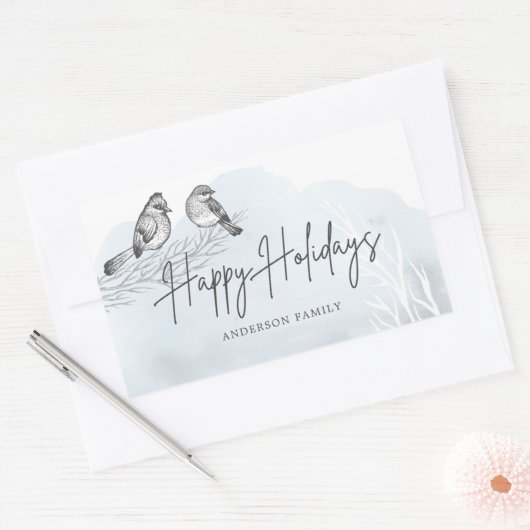 Winter Magic Happy Holidays Rechteckiger Aufkleber (Umschlag)