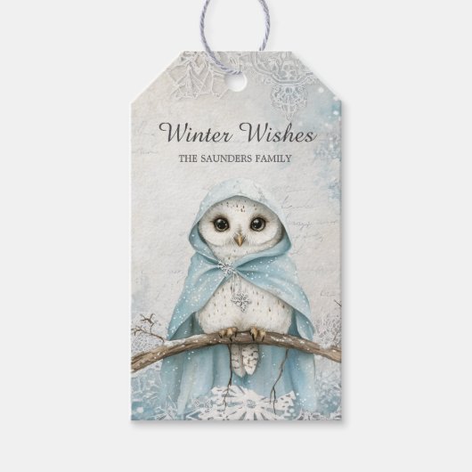 Winter Magic Owl Geschenktag Geschenkanhänger (Vorderseite)