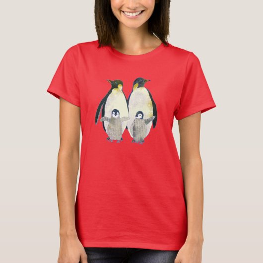 Winter Magic Penguin Familie T-Shirt (Vorderseite)