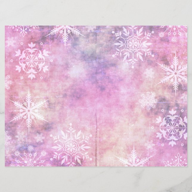 Winter Magic Pink Snow Scrapbook Seite Papier | Fe (Vorderseite)
