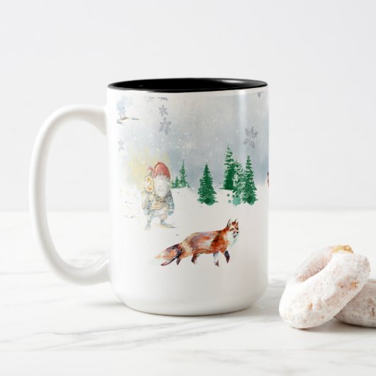 Winter Magic Skandinavien Weihnachten Zweifarbige Tasse (Mit Donut)