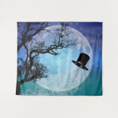 Winter Magic Snowmans' Hut Vollmond Wandteppich (Vorderseite (Horizontal))