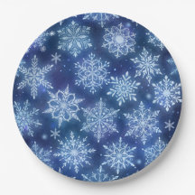 Winter-Magie-Schneeflocken Tiefblauer Himmel