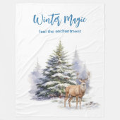 Winter-Magie-Waldhirsch-Flanelldecke Fleecedecke (Vorderseite)