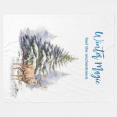 Winter-Magie-Waldhirsch-Flanelldecke Fleecedecke (Vorderseite (Horizontal))