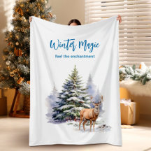 Winter-Magie-Waldhirsch-Flanelldecke