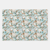 Winter Magnolia Floral Blue Gray Geschenkpapier Set (Vorderseite 3)