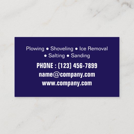 Winter Maintenance Services Snow Removal Visitenkarte (Rückseite)