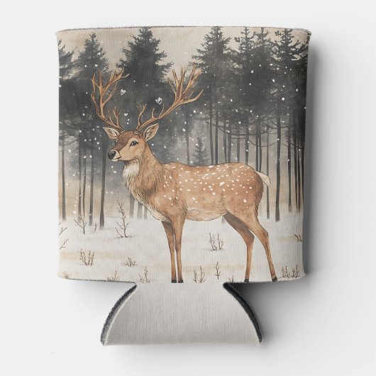 Winter Majesty Stag Winter Szene Dosenkühler (Vorderseite)