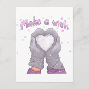 Winter Make A Wish Mädchenhaft Postkarte