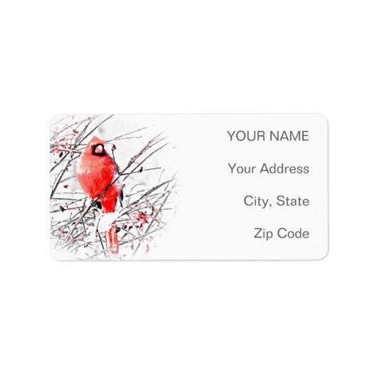 WINTER MALE KARDINAL ADRESSAUFKLEBER (Vorne)