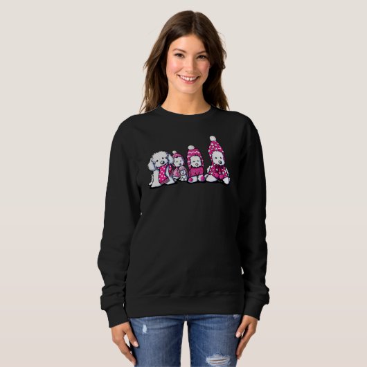 Winter Maltese In Pink Sweatshirt (Vorne ganz)