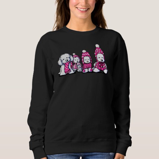 Winter Maltese In Pink Sweatshirt (Vorderseite)