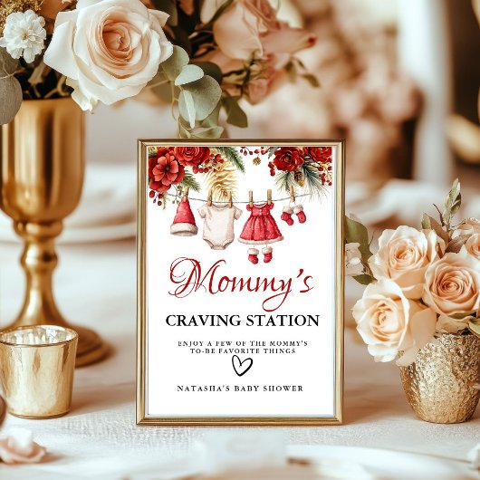 Winter Mama-Wunschstation-Babyparty-Schild Poster