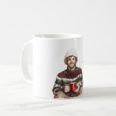 Winter Man with Beard White Hat Kaffeetasse (Vorderseite Links)