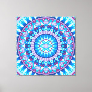 Winter-Mandala Blaue Schneeflocke Geometrisch Ruhi Leinwanddruck