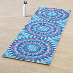 Winter-Mandala Blaues Schneeflockenmuster Meditati Yogamatte