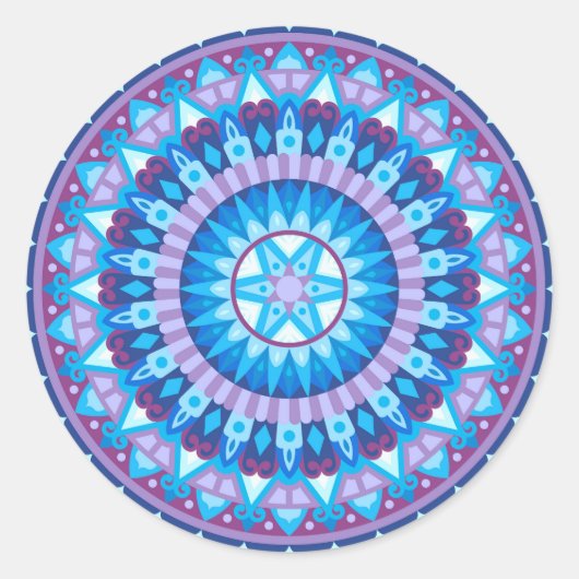 Winter Mandala Runder Aufkleber (Vorderseite)