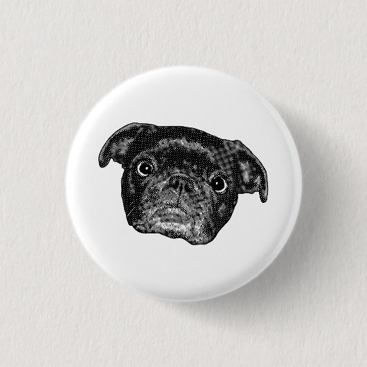 Winter-Manga-Mops-Magnet Button (Vorderseite)