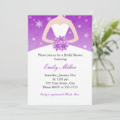 Winter-Märchenland-Brautparty-lila Einladung (Stehend Vorderseite)
