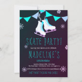 Winter-Märchenland-Eis-Skate-Mädchen-Tafel-Party Einladung (Vorderseite)
