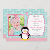 Winter-Märchenland-Geburtstags-Einladung Einladung (Vorne/Hinten)