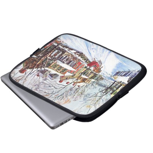 Winter-Märchenland Laptopschutzhülle (Vorne Knopf)