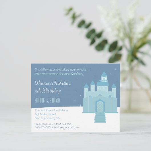 Winter-Märchenland-Prinzessin Birthday Party Einladung (Stehend Vorderseite)