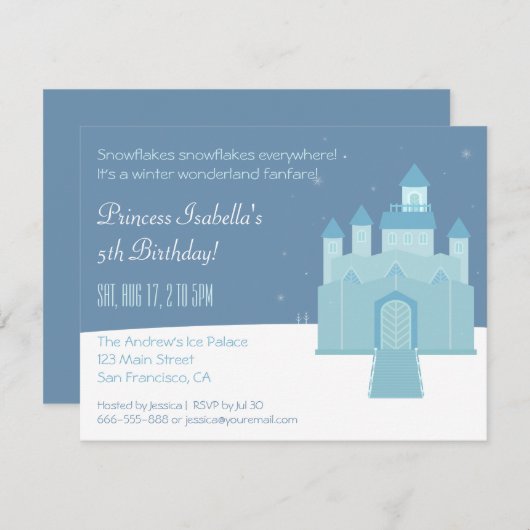 Winter-Märchenland-Prinzessin Birthday Party Einladung (Vorne/Hinten)