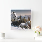 Winter-Märchenland Quadratische Wanduhr (Zuhause)