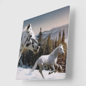 Winter-Märchenland Quadratische Wanduhr (Winkel)