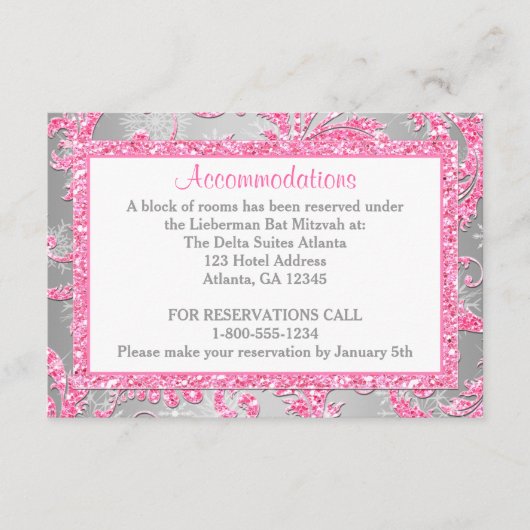 Winter-Märchenland-Schläger Mitzvah Einschließung Begleitkarte (Vorderseite)