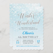 Winter-Märchenland-Schneeflocke-blauer Einladung (Vorne/Hinten)