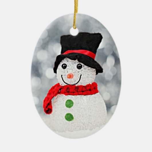 Winter-Märchenland-Schneemann Keramikornament (Vorne)