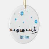 Winter-Märchenland-Stadt mit Kirche Keramikornament (Rechts)