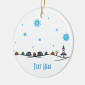Winter-Märchenland-Stadt mit Kirche Keramikornament (Links)