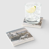 Winter-Märchenland Steinuntersetzer (Seitenansicht)