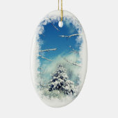 Winter-Märchenland-Weihnachtsverzierung Keramikornament (Rechts)