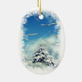 Winter-Märchenland-Weihnachtsverzierung Keramikornament (Hinten)